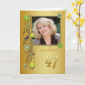ゴールデンガーデン47thフォト誕生日カード カード (黄色い花)