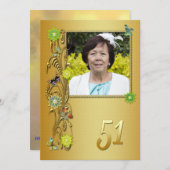 ゴールデンガーデン51th誕生日パーティーの招待 招待状 (正面/裏面)