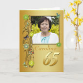 ゴールデンガーデン65thフォト誕生日カード カード (黄色い花)