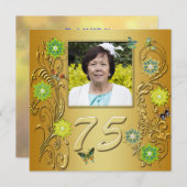 ゴールデンガーデン75th誕生日パーティーの招待 招待状 (正面/裏面)