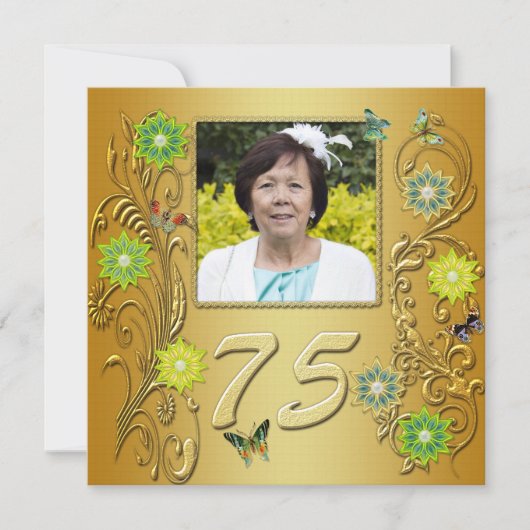 ゴールデンガーデン75th誕生日パーティーの招待 招待状 (正面)