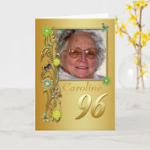 ゴールデンガーデン96thフォト誕生日カード カード (黄色い花)