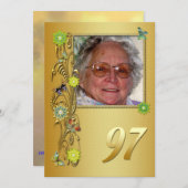 ゴールデンガーデン97th誕生日パーティーの招待 招待状 (正面/裏面)