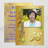 ゴールデンガーデン 58歳の誕生日パーティー招待状 招待状 (正面/裏面)