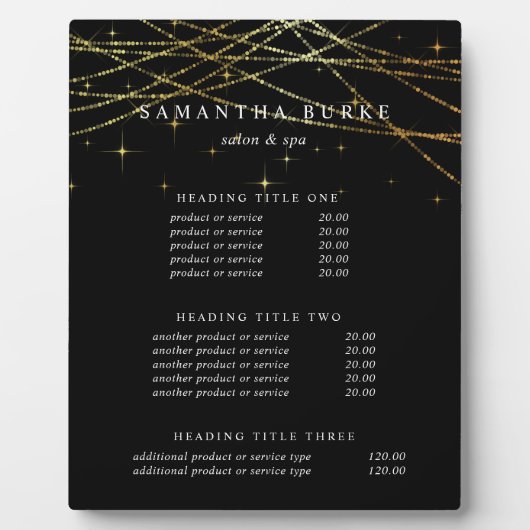 ゴールデンガーランド |価格とサービスの表示 フォトプラーク (正面)