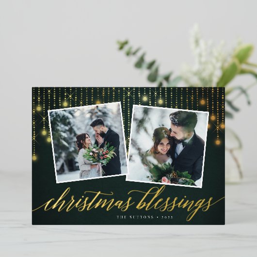 ゴールデンガーランド | 2枚の写真 箔シーズンカード (立ち正面)