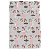 ゴールデンガーリーピンクブルーウォーターカラーバレリーナ ミディアムペーパーバッグ (正面)