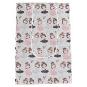 ゴールデンガーリーピンクブルーウォーターカラーバレリーナ ミディアムペーパーバッグ (裏面)