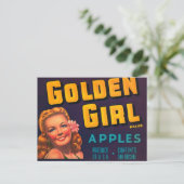 ゴールデンガールブランドリンゴヴィンテージ広告 ポストカード (スタンド正面)