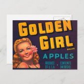 ゴールデンガールブランドリンゴヴィンテージ広告 ポストカード (正面/裏面)