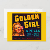 ゴールデンガールブランドリンゴ – ヴィンテージクレートラベル ポストカード (正面/裏面)
