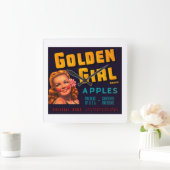 ゴールデンガールリンゴ スクエア壁時計 (ホーム)