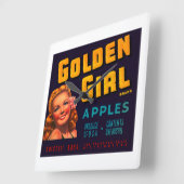 ゴールデンガールリンゴ スクエア壁時計 (傾斜)