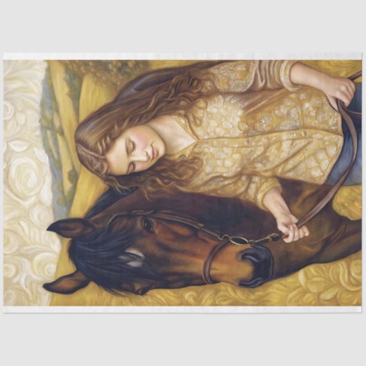 ゴールデンガール栗の馬の秋のフィールドデコページ 薄葉紙 (正面)