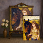 ゴールデンガール栗の馬の秋のフィールドデコページ 薄葉紙