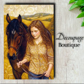 ゴールデンガール栗の馬の秋のフィールドデコページ 薄葉紙