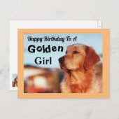 ゴールデンガール ハッピーバースデー ゴールデンレトリバー ポストカード (正面/裏面)