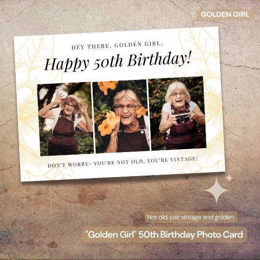「ゴールデンガール」50誕生日フォトカード シーズンカード