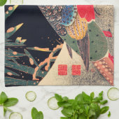 ゴールデンキジヴィンテージバ日本のードウッドブロックPr キッチンタオル (折り畳み)