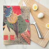 ゴールデンキジヴィンテージバ日本のードウッドブロックPr キッチンタオル (四つ折り)