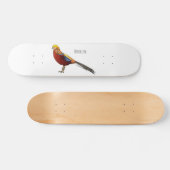 ゴールデンキジ鳥の漫画イラストレーション スケートボード (横)