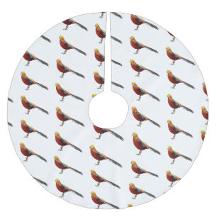 ゴールデンキジ鳥の漫画イラストレーション ブラッシュドポリエステルツリースカート