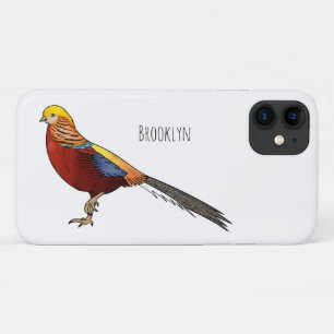 ゴールデンキジ鳥の漫画イラストレーション iPhone 11 ケース