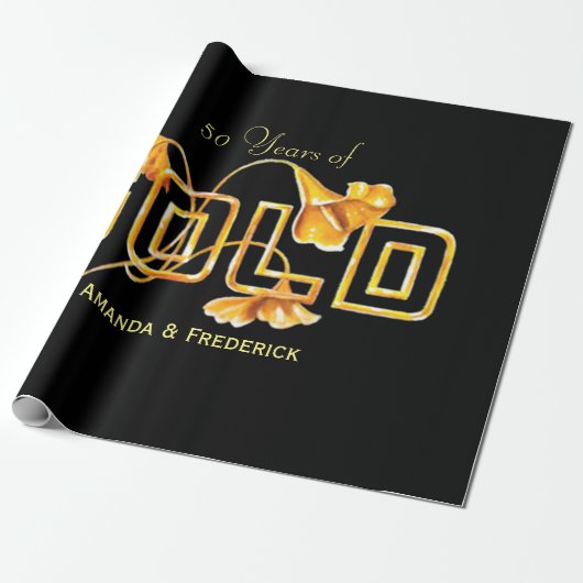 ゴールデンキャラリリー50周年結婚記念カスタム ラッピングペーパー (アンロールド)