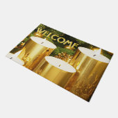 ゴールデンキャンドルのクリスマスホリデーフォーマット ドアマット (アングル)