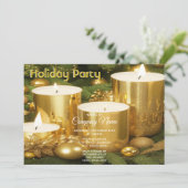 ゴールデンキャンドルクリスマスホリデーパーティー招待状 招待状 (スタンド正面)