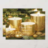 ゴールデンキャンドルクリスマスホリデーパーティー招待状 招待状 (正面/裏面)