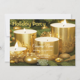 ゴールデンキャンドルクリスマスホリデーパーティー招待状 招待状