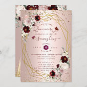ゴールデンキンセアニェラH2フラワーズダスティバラ赤面 招待状 (正面/裏面)