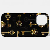 ゴールデンキー シームレス パターン iPhoneケース (裏面横)