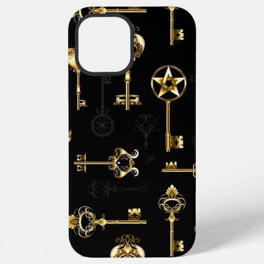 ゴールデンキー シームレス パターン iPhoneケース (裏面)