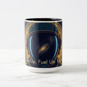 ゴールデンギャラクシー宇宙飛行士ベクター円形コーヒーマグ ツートーンマグカップ (中央)