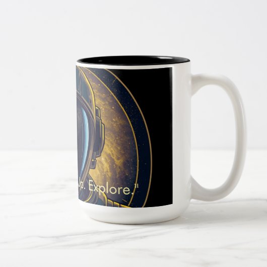 ゴールデンギャラクシー宇宙飛行士ベクター円形コーヒーマグ ツートーンマグカップ (右)
