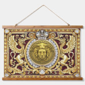 ゴールデンギリシャのメドゥーサウッドトップウォールタペストリー 吊り下げ型タペストリー (正面)
