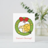 ゴールデンギリシャの亀のクリスマスカード(リース) シーズンポストカード (スタンド正面)