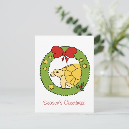 ゴールデンギリシャの亀のクリスマスカード(リース) シーズンポストカード (スタンド正面)