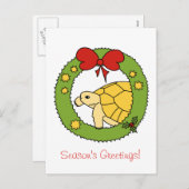 ゴールデンギリシャの亀のクリスマスカード(リース) シーズンポストカード (正面/裏面)