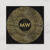 ゴールデンギリシャ鍵モノグラム – ラウンドフレーム スクエア名刺 (正面)