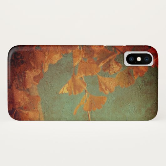 ゴールデンギンコの木の緑の金ゴールド東洋ヴィンテージ Case-Mate iPhoneケース (裏面(横))