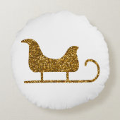 ゴールデンクきらめくリスマスサンタズスレイ ラウンドクッション (裏面)