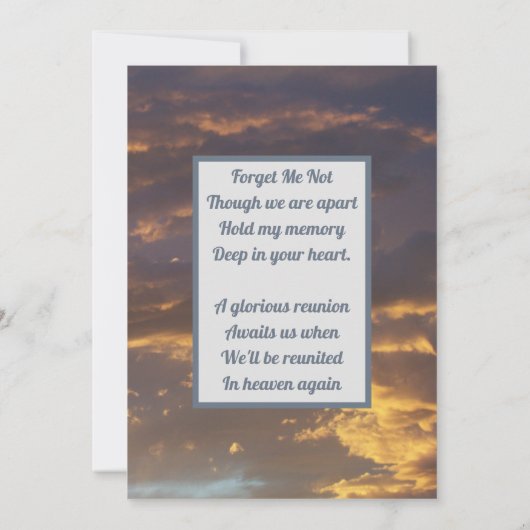 ゴールデンクラウドサンセット写真Loving Memory Card 招待状 (裏面)