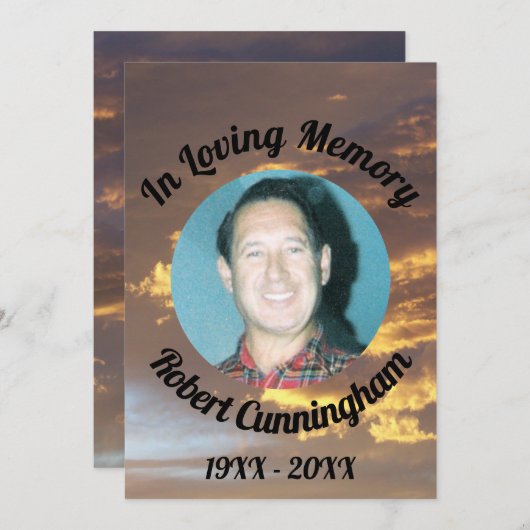 ゴールデンクラウドサンセット写真Loving Memory Card 招待状 (正面/裏面)