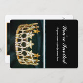 ゴールデンクラウンとブラックメタリック招待状 招待状 (正面/裏面)