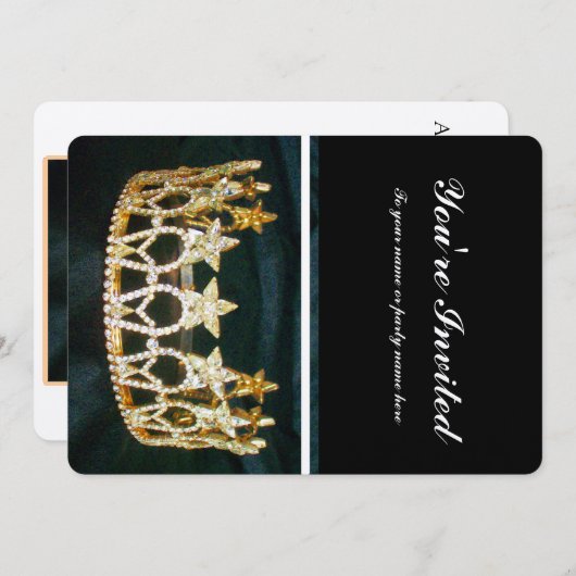 ゴールデンクラウンとブラックメタリック招待状 招待状 (正面/裏面)