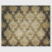 ゴールデンクラウングリ王室のンギーアイボリーグリーンベルベット ラッピングペーパー (フラット)