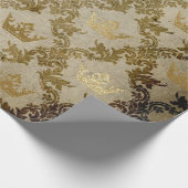 ゴールデンクラウングリ王室のンギーアイボリーグリーンベルベット ラッピングペーパー (角)